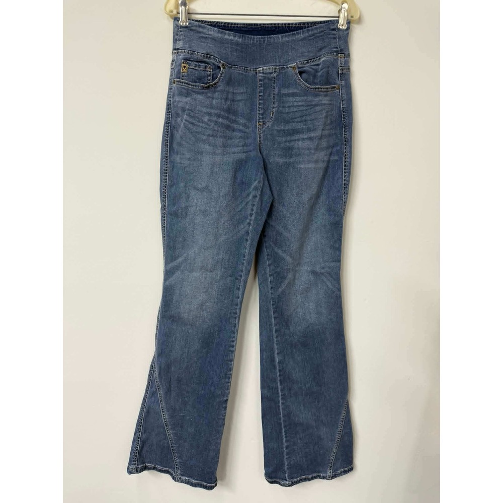 Belle by Kim Gravel Womens 8T TripleLuxe Pull On Flare Jeans Medium Wash Blue